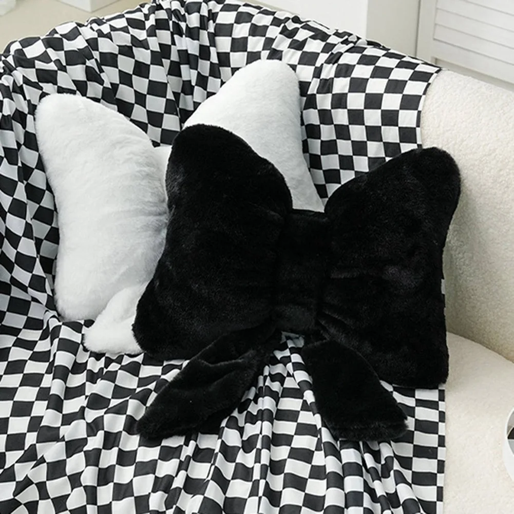 Bow Pillow Bow Shaped Throw Pillow,Soft Bowknot Lumbar Pillow,Home Decorative Throw Pillows Car Backrest Cushion White