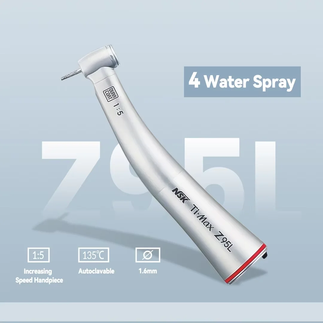 NSK X95L Internal Water Spray Contra Angle Handpiece E-type 1:5 Push Button Low Speed Fiber Optic Dental Equipment With Red Ring