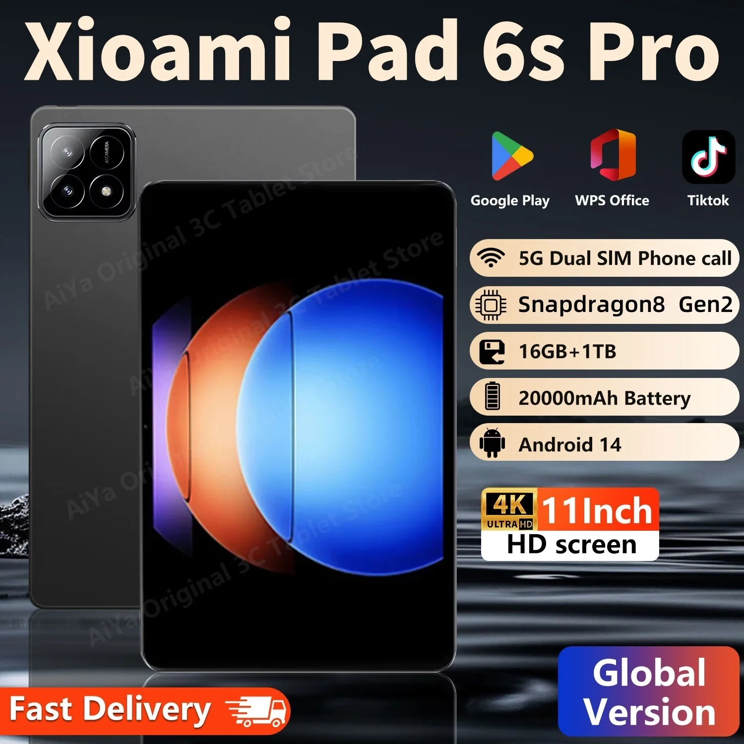 2025 oryginalny Pad 6S Pro Snapdragon 8 Gen 2 Global Version Tablet PC Android 14 16GB + 1TB podwójna karta SIM 11 cali WIFI HD 4K Mi Tab