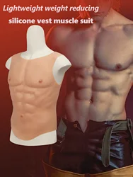 Realistic Silicone Muscle Chest Fake Chest Muscle Vest Artificial Muscle Belly Body Muscle Suit for Men's Cosplay Masquerade