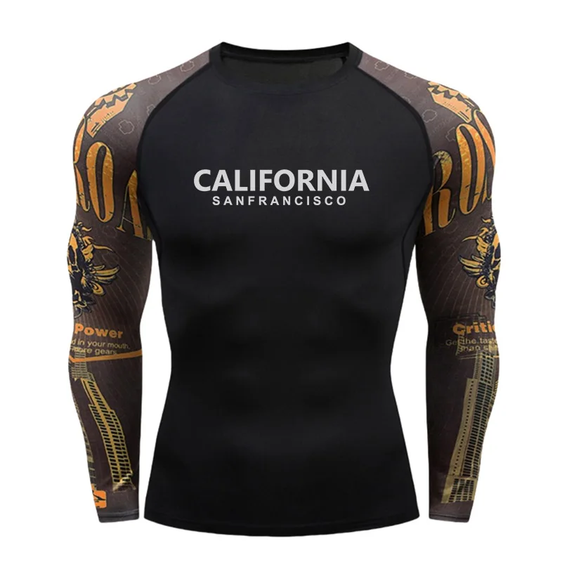 남성 긴 소매 피트니스 티셔츠 봄, 가을 야외 스포츠 러닝 티셔츠 탑 체육관 압축 드라이 피트 티셔츠 스포츠웨어