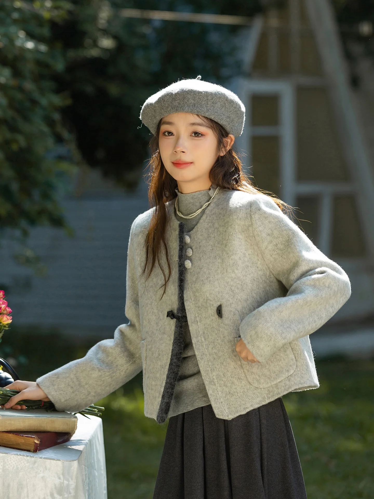 

Двустороннее шерстяное пальто для женщин, простое, в корейском стиле, цвета Левого берега, верхняя одежда, новинка зимы