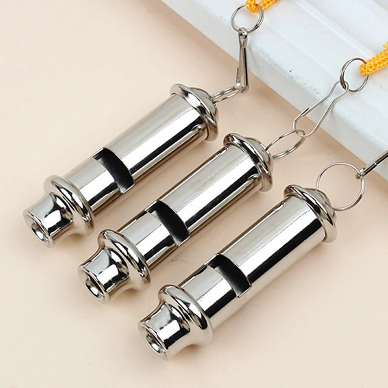 Metal Referee Whistle With Lanyard Neck Rope Cord Emergency Security OutdoorTrainning Whistle 1PC