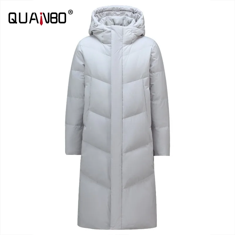 

Couple's X-Long Thick （Winter) 90% White Duck Down Jackets Korean Fashion Youth Trend Warm Women's Casual Hooded Down Coat