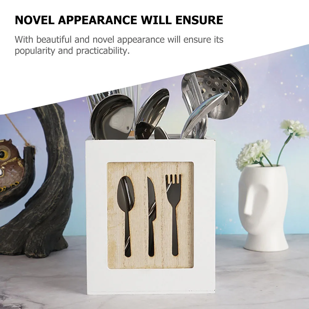 

Wooden Cutlery Holder Knife Fork Storage Box For Kitchen Countertop Utensil Organizer Tableware Storage Case Household