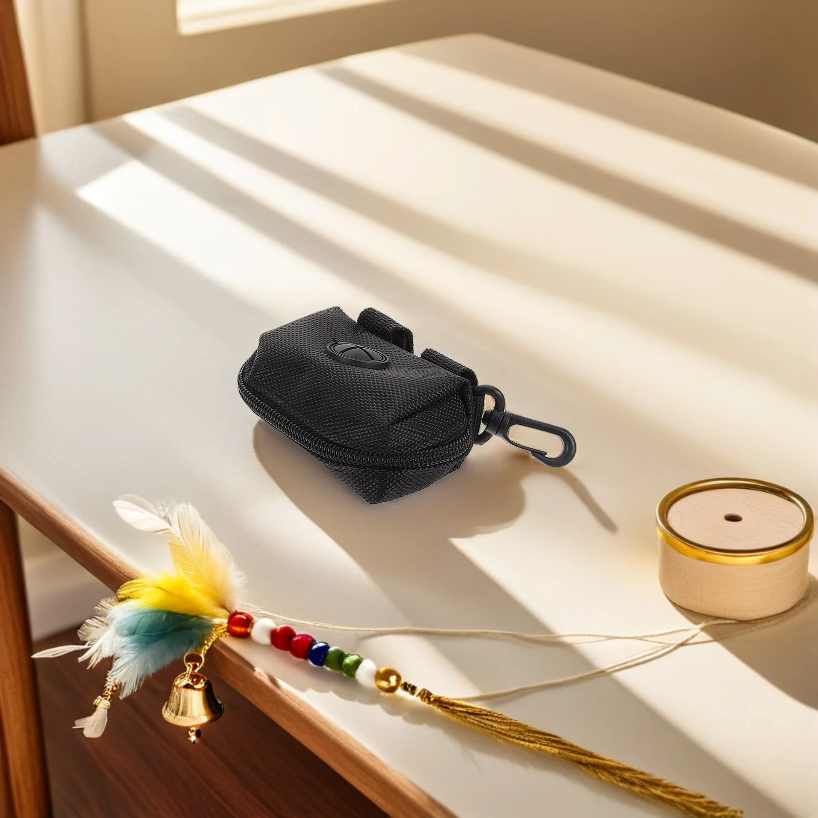 

2 Pcs Portable Dog Poop Bag Holder Waterproof Oxford Fabric Zipper Biodegradable HDPE Hands Free Dispenser for Leash