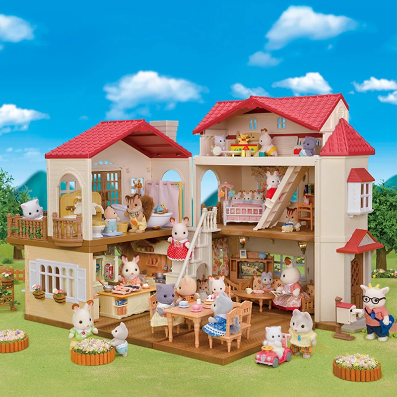 2024 New In Stock Sylvanian Family House Kawaii Children Toys Sylvanian Families Anime Figure Room Decoration Birthday Gift