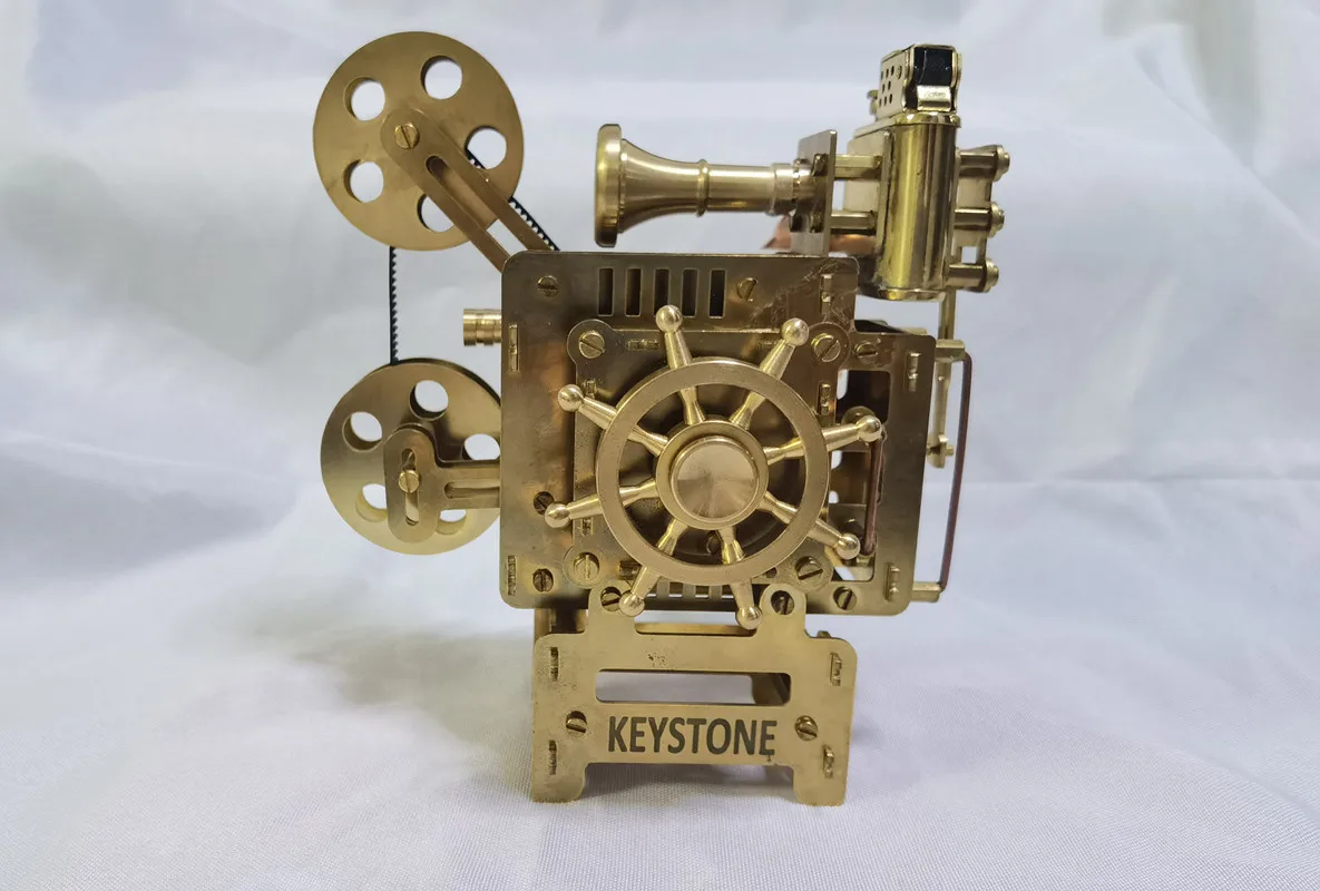 Handcrafted Classic Desktop Music Box Retro Metal Brass Gramophone Music and Projector Movie Style with Fuel Lighters Collectors