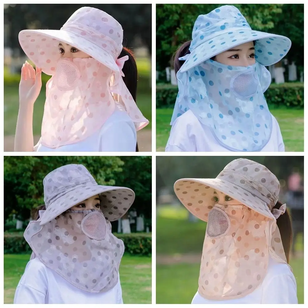 Sun Protection Women Sun Hat Neckline Mask Face Mask Cover Face Cap Fishing Cap Climbing Cap Sunscreen Bucket Hat Farm Work