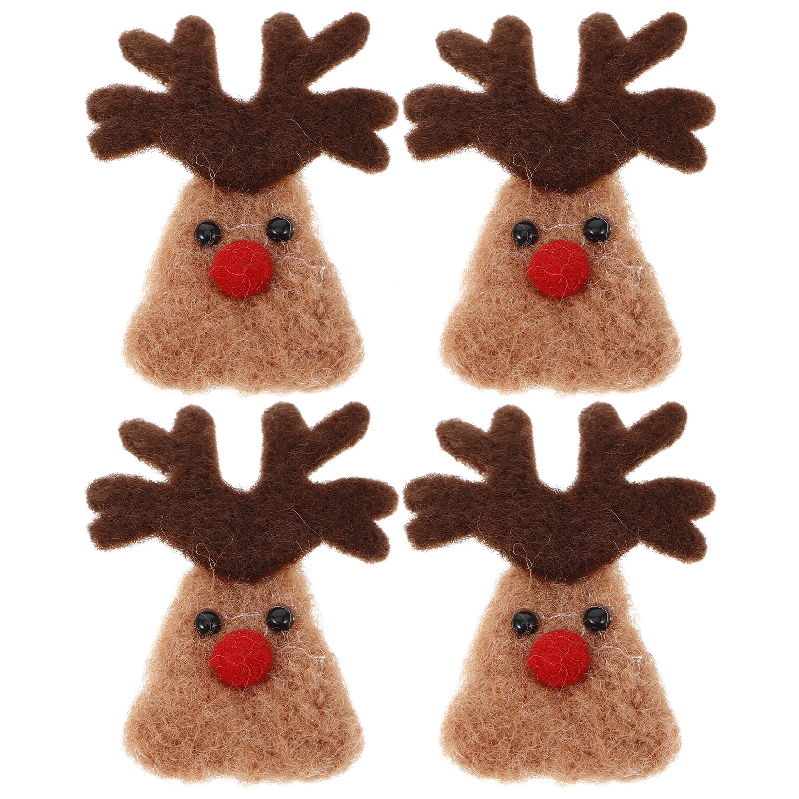 

4 Pcs Wool Felt Elk Heads Decor DIY nament Cute Cartoon Christmas Decoration Xmas Hanging Accessories Craft Material