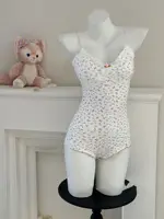 Combinaison sexy pour femme à imprimé floral, avec dentelle, sans manches, coupe ajustée, justaucorps, combinaison d'été, lingerie sexy, vêtements de nuit 5