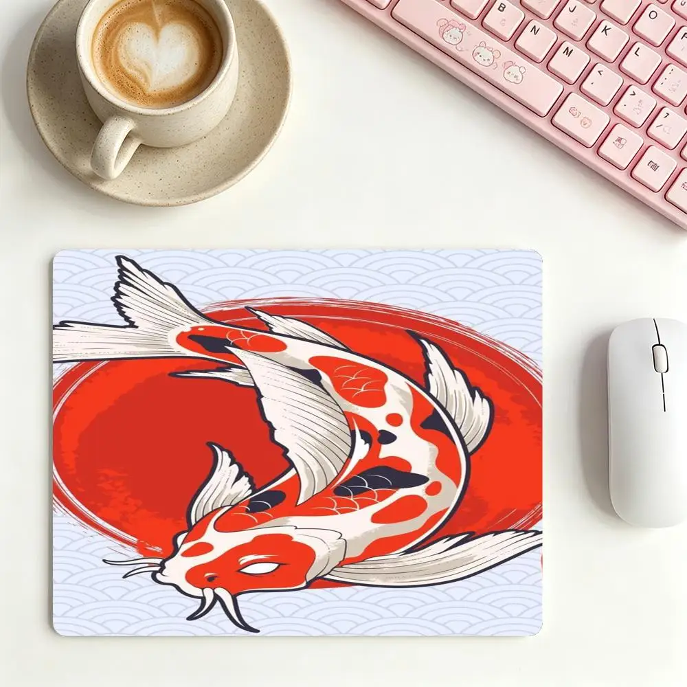 Koi Gaming Mouse Pad, Stitched Edge NonSlip Large Desk Mat