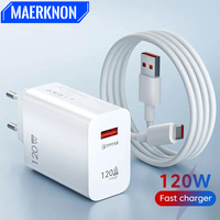 USB Charger 120W GaN QC 3.0 EU/US Plug Phone Charger Adapter Type C Cable For iPhone Samsung Xiaomi Fast Charging Wall Charger
