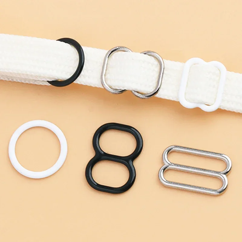 Meetee 50Sets 6-15mm Metal Bra Buckles Underwear Bikini O Ring Adjuster Slider Clasp Lingerie Suspender Strap Connector Hook