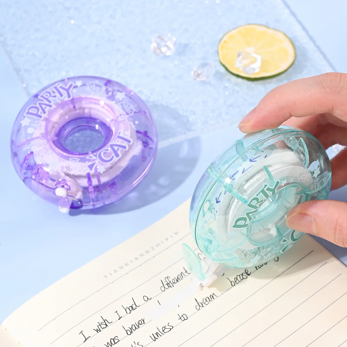 Interest Donut Correction Tape, Creative Cat Party Pattern Round Correction Tape, Student School Stationery Supplies