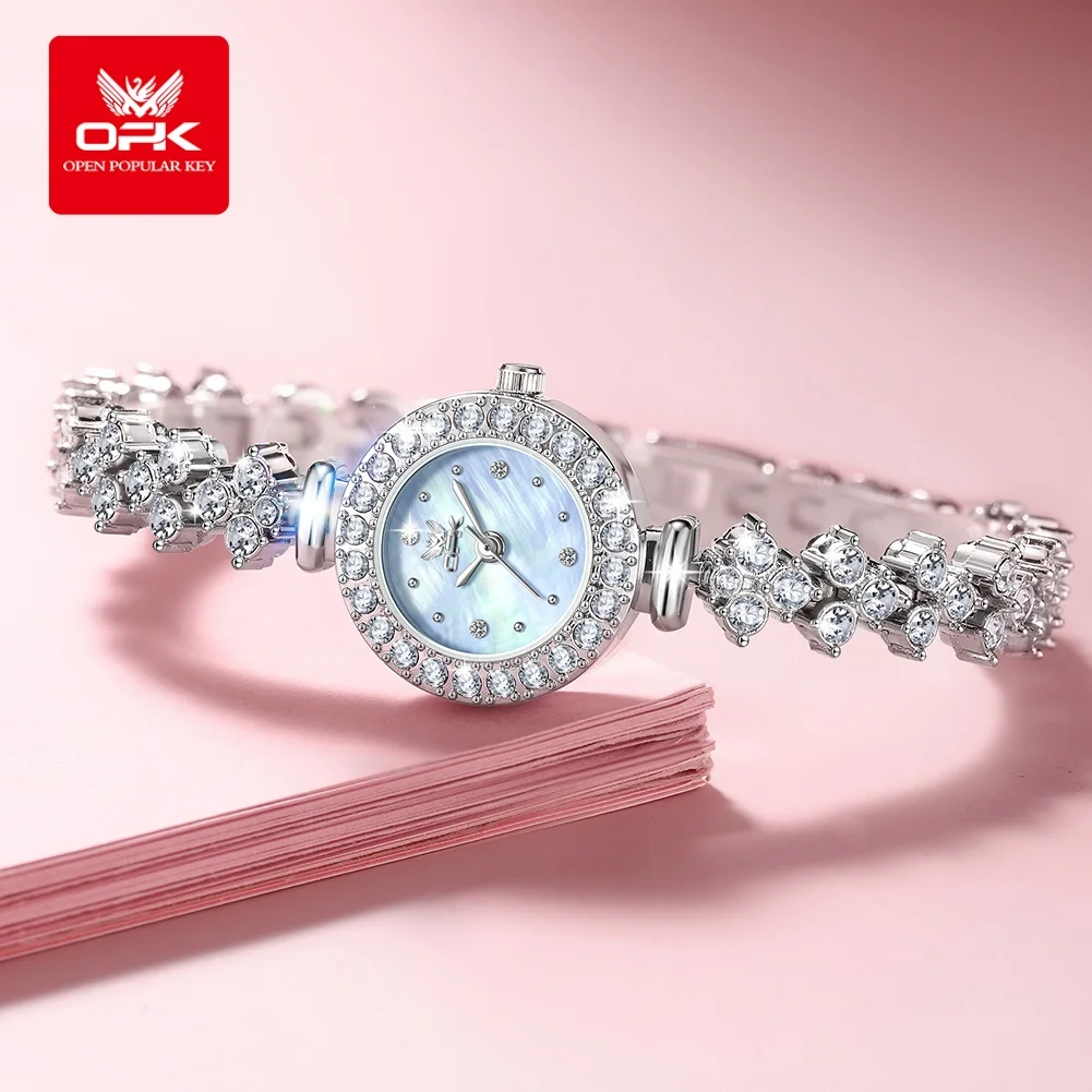 6057 OPK brand new fashionable and versatile women's watch niche light luxury diamond inlaid dial quartz watch for women 6057
