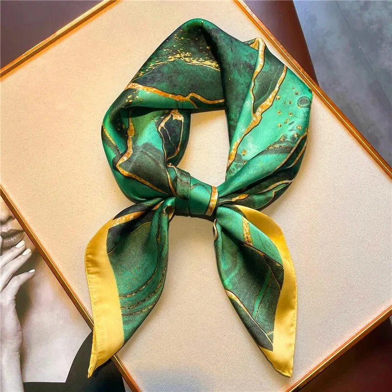 

Luxury Silk Feeling Square Scarf Women Fashion Hijab Shawl Wraps Neckerchief Headband Bandana