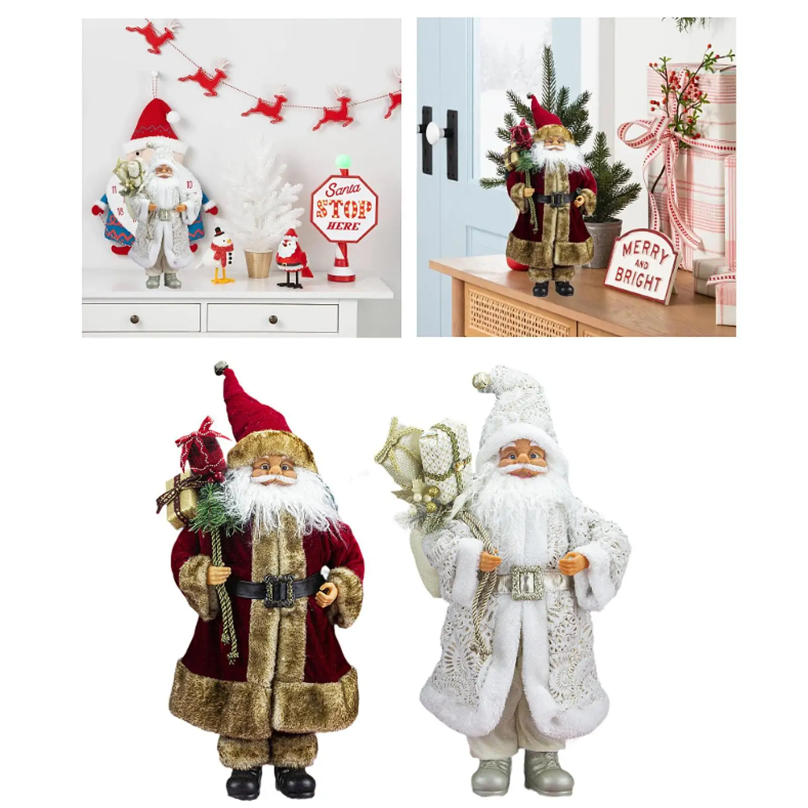 Figurka Świętego Mikołaja na stół, dekoracja świąteczna, lalka Świętego Mikołaja do salonu