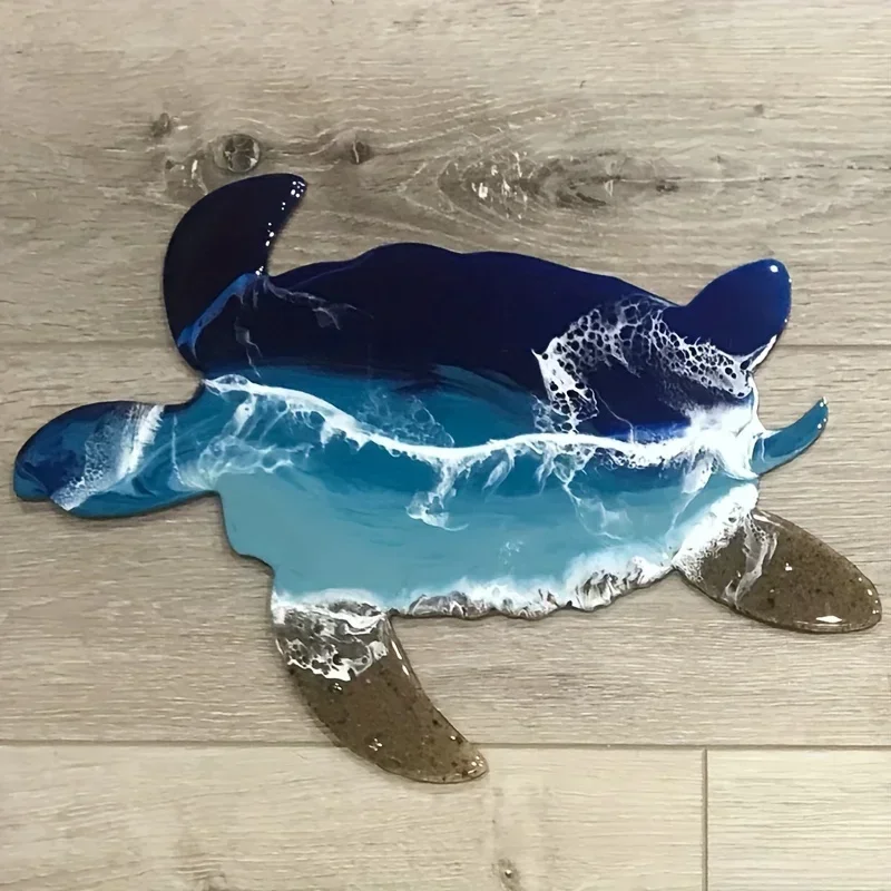 CIFBUY Ocean Aluminum Wall Art Black Sea Turtle Waterproof Durable Metal Sculpture for Living Room Bedroom Home Decor