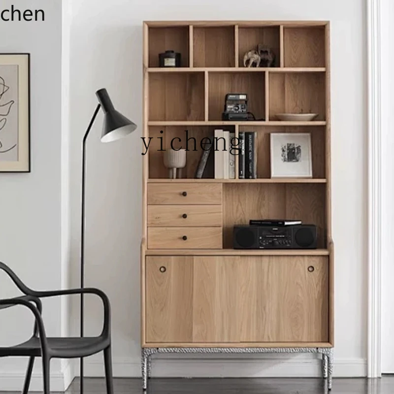 PYH Nordic Expression Bookcase Smoked White Oak Bookshelf Side Cabinet Quiet Wind Furniture