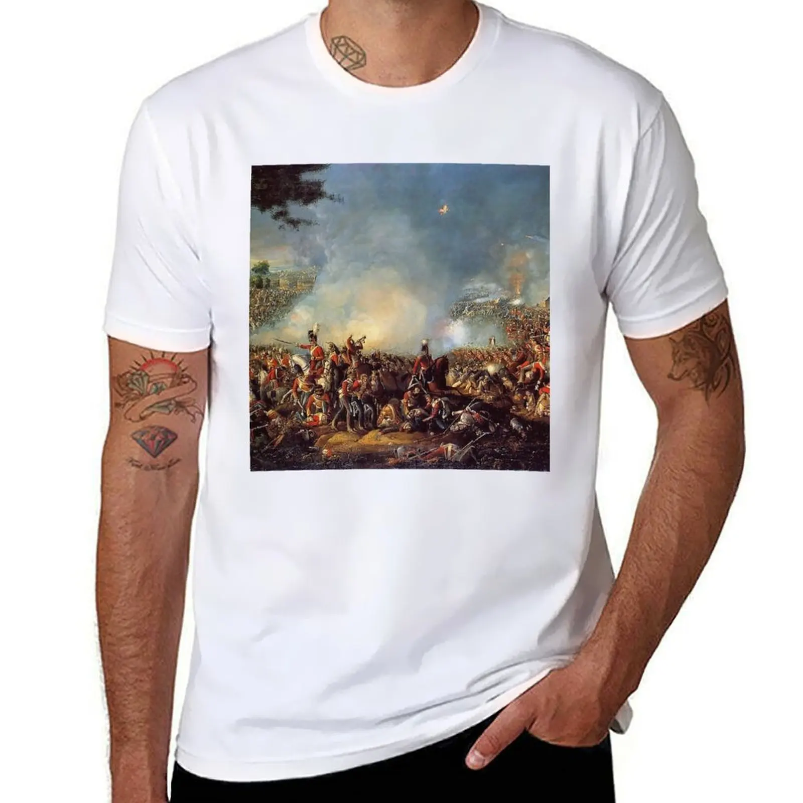 

Battle of Waterloo 1815 T-Shirt cotton tshirt 100% t shirts for man pack white T-Shirt