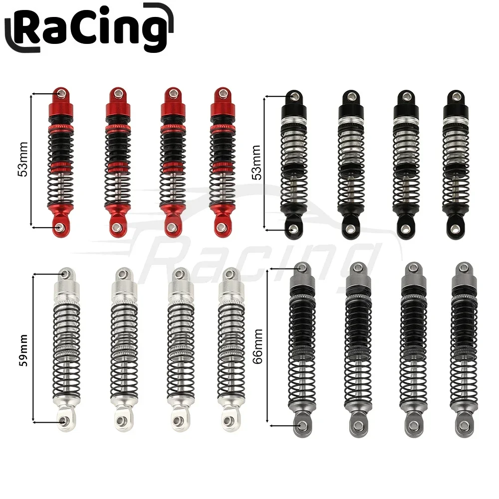 4PCS 53mm 59mm 66mm Aluminum Shocks Absorbers Damper for 1/18 RC Crawler TRX4M TRX-4M Bronco Defender Upgrade Parts