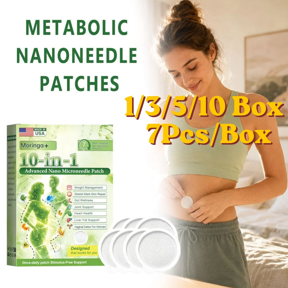 7pcs/Box Moringa 10-in-1 Advanced Nano Microneedle Patches Weight Management Gut Support Ultra Thin Daily Wellness Care
