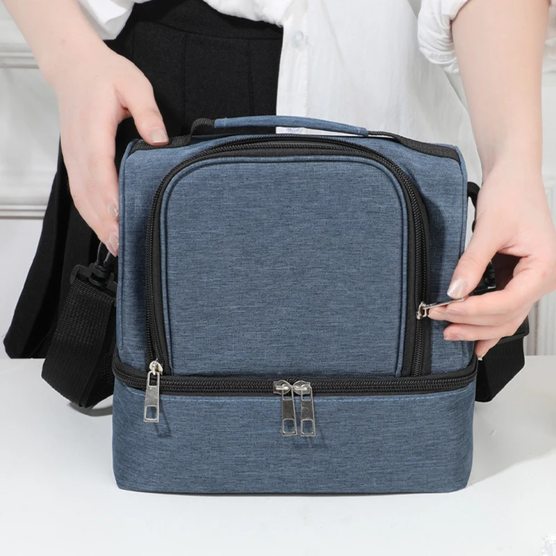 1 قطعة أكياس الغداء المعزولة سعة كبيرة قابلة لإعادة الاستخدام حقيبة تخزين مع حزام الكتف تخزين المواد الغذائية والمشروبات