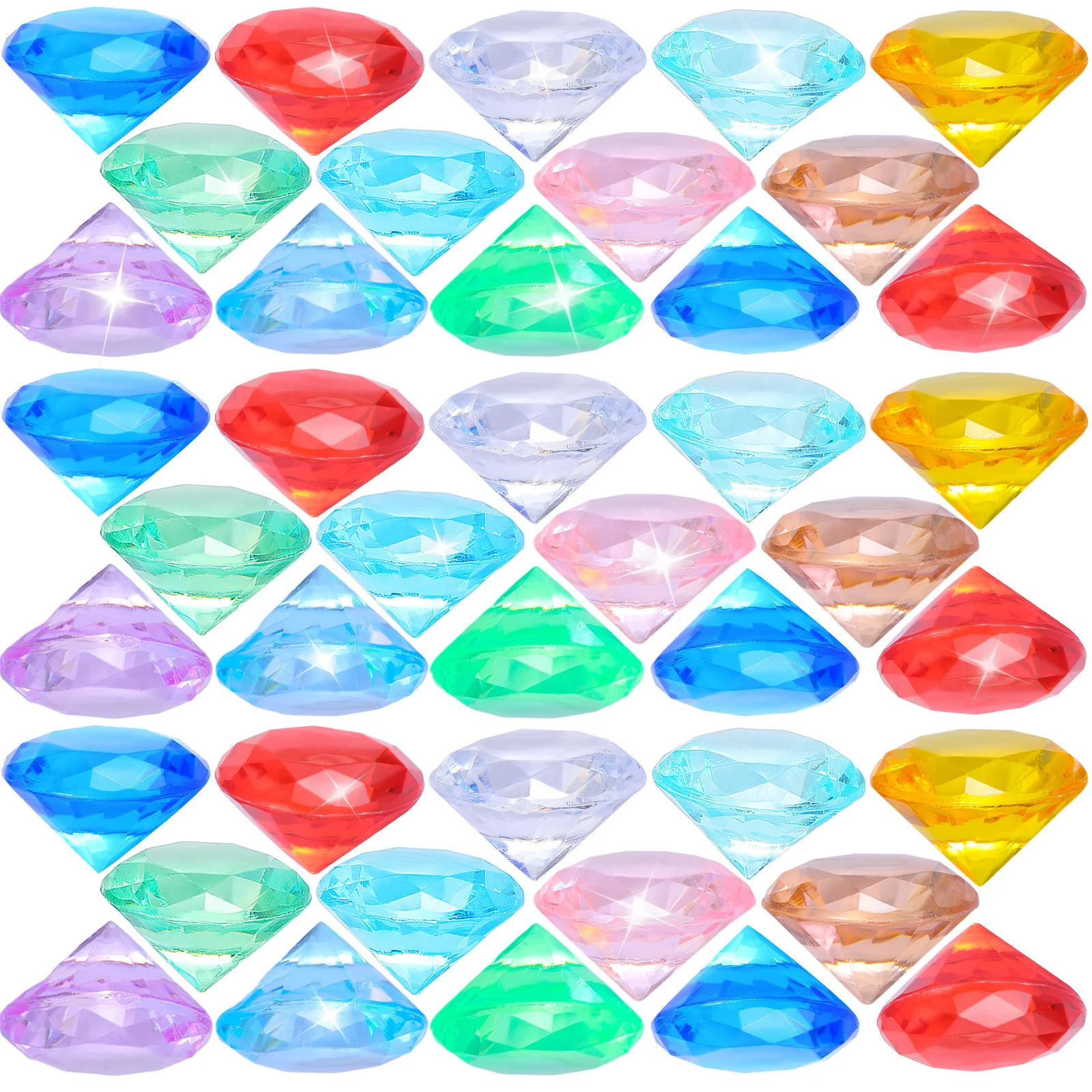 60 pçs piscina de mergulho gemas acrílico artificial falso colorido brinquedo subaquático para crianças decoração festa aniversário