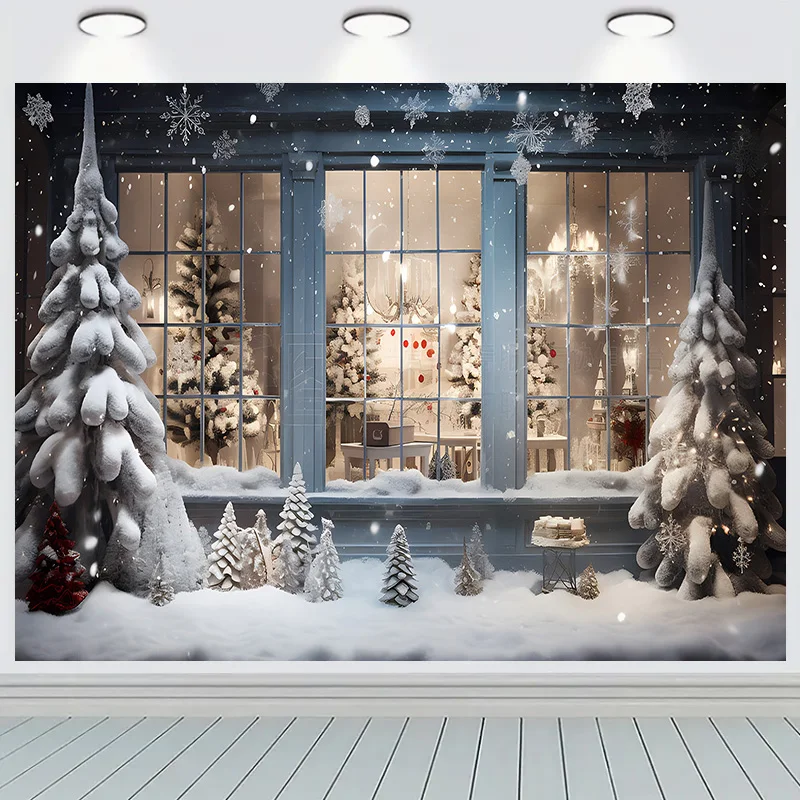 

SHUOZHIKE Christmas Wreath Window Photography Backdrops Prop Happy New Year Decoration Family Holiday Party Background RR-68