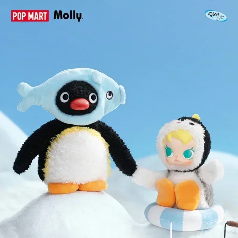 POP MART Baby Molly X Pingu Happy Fishing Series Kawaii Vinyl Pendant Blind Box Anime Action Figure Surprise Toy view 5