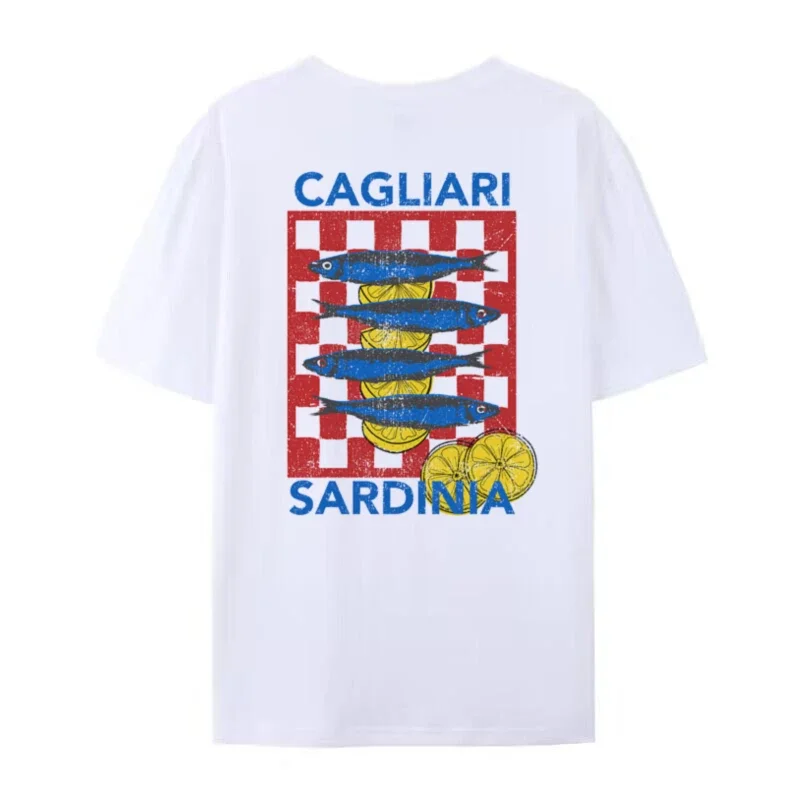 Sardine Italian Seafood Printed T-Shirt Oversized Vintage Streetwear Graphic Tees Cute Foodie Shirt Women Grunge Aesthetic Tops