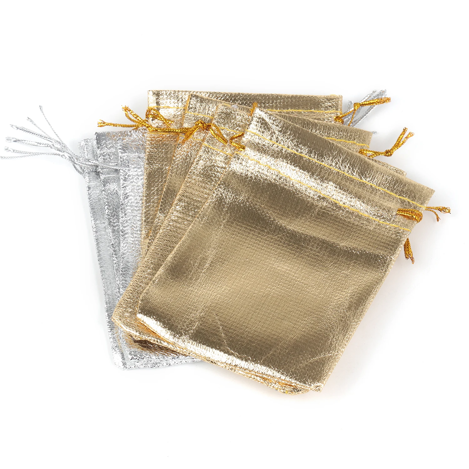 7x9 9x12cm Golden Silver Colors Gift Bag Adjustable Jewelry Packing Foil Cloth Drawstring Velvet Bag Wedding Party Gift Pouches