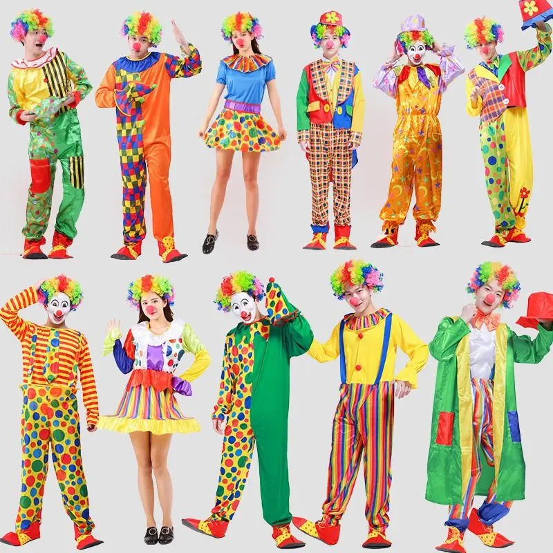 

Комплект костюма клоуна для взрослых и мужчин, забавная одежда для выступлений, одежда для косплея на Хэллоуин, одежда клоуна, наряд для выступления на сцене