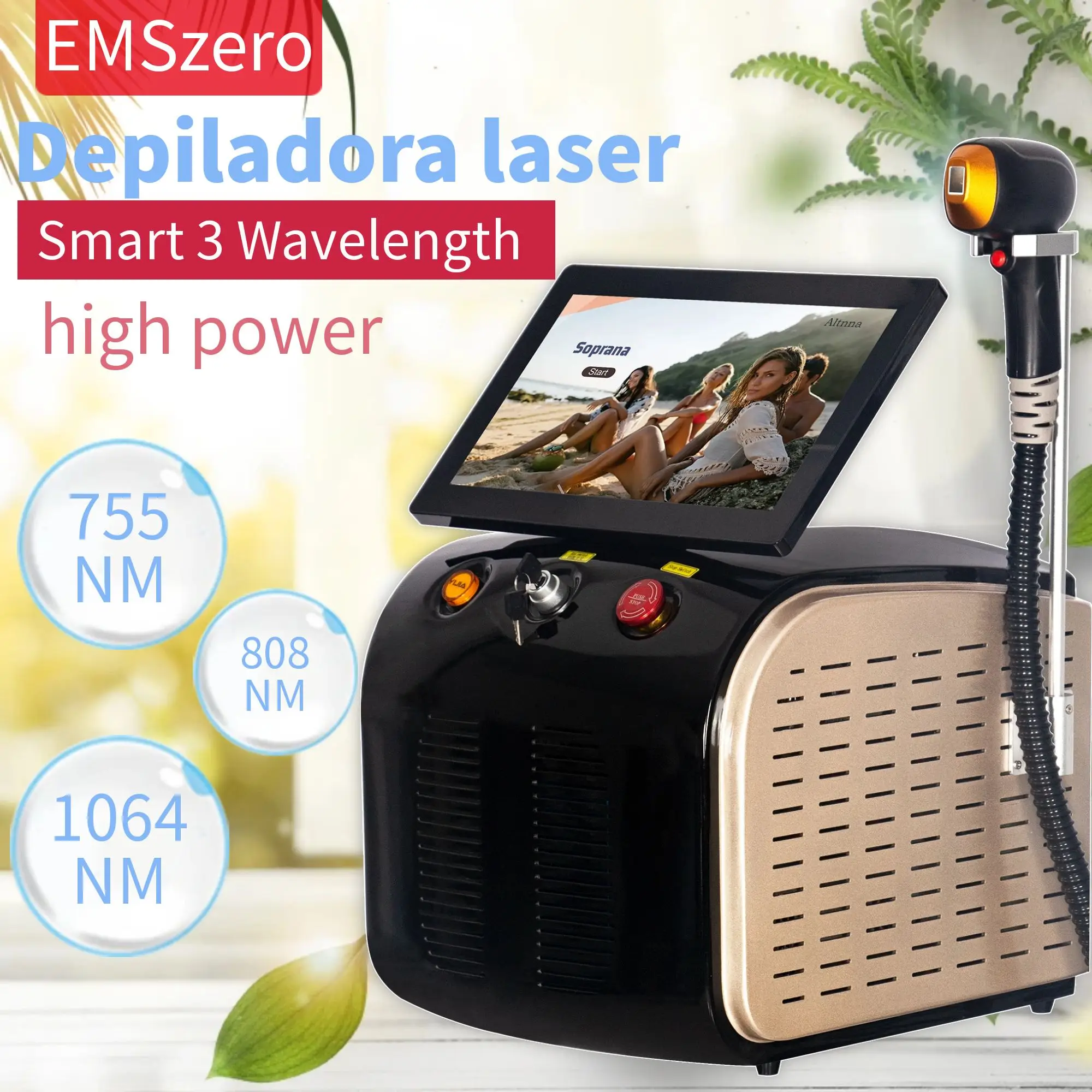 Diode Laser Smart 3 Wavelengths Hair Removal Machine Super High Power Cooling Head Painless Laser Epilator Restore Silky Skin