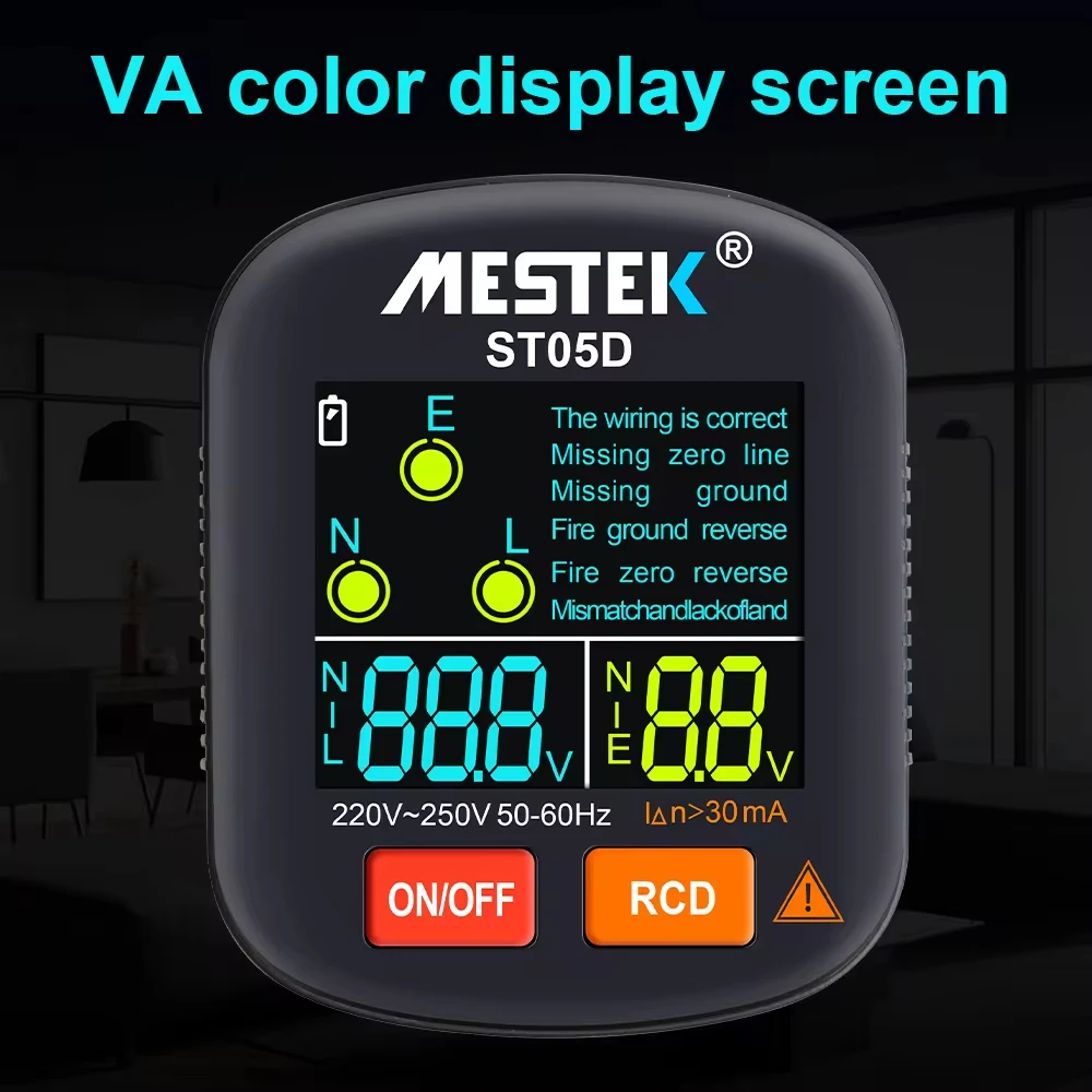 Outlet Socket Tester Digital Voltage Detector RCD GFCI NCV Voltage Test EU US UK Plug Ground Zero Line Polarity Phase Check