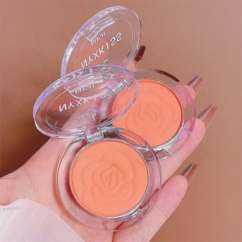 New Long-lasting Embossed Petals Blush Natural Peach Pink Orange Tint Makeup Blush Face Brightens Matte Rouge Cosmetics