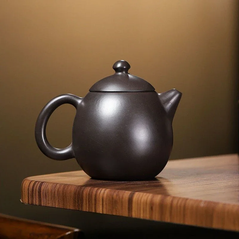 

90ml Chinese Yixing Small Capacity Purple Clay Teapot Handmade Dragon Egg Tea Pot Raw Ore Black Mud Kettle Zisha Tea Set Teaware