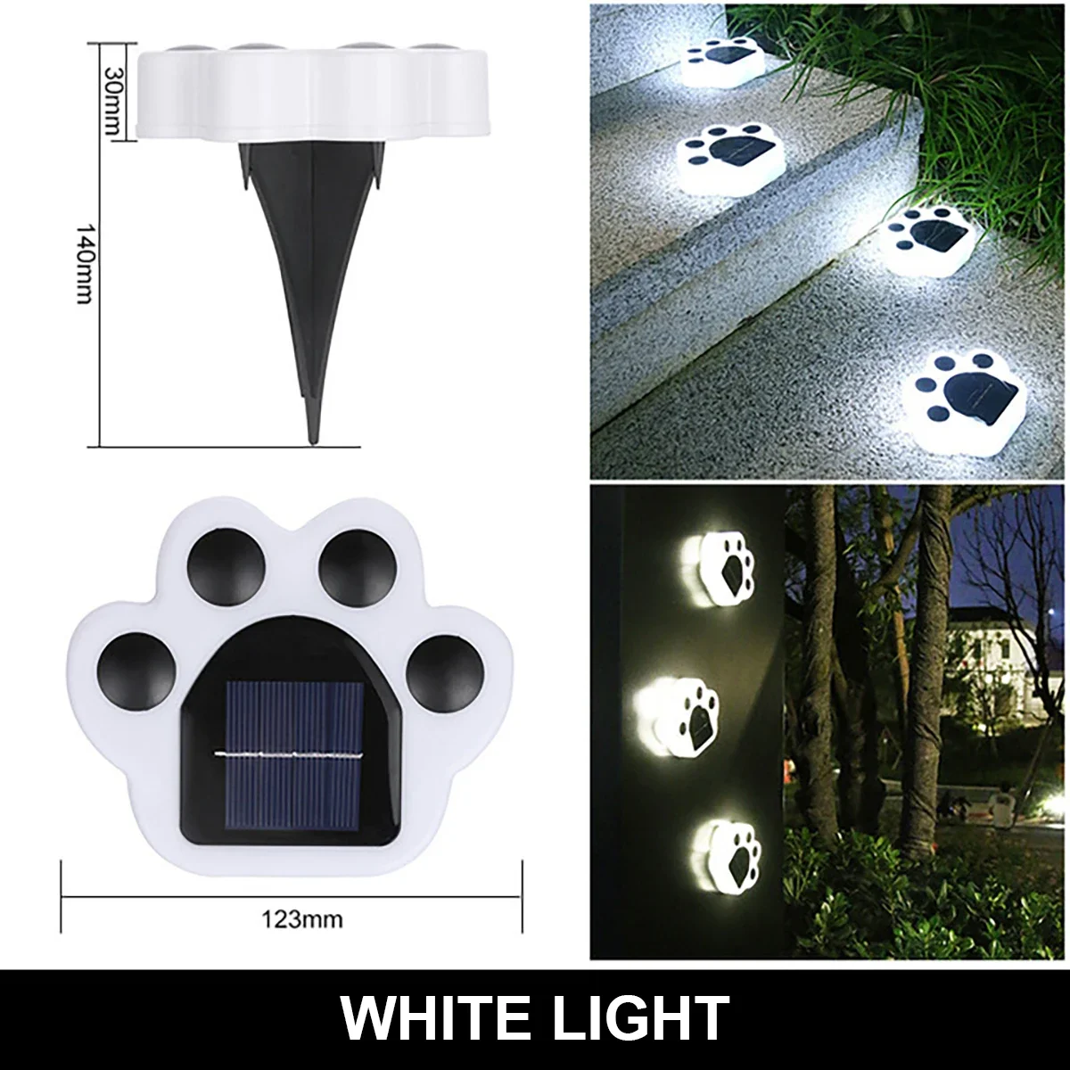 Impermeável cão bonito gato Animal Print Lights, Jardim Solar Lights, Lâmpada enterrada para o pátio, Decoração de quintal, Exterior