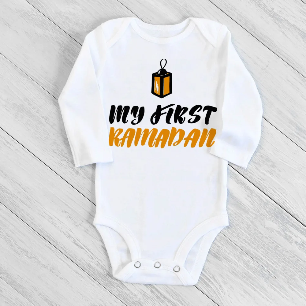 My First Ramadan Newborn Baby Bodysuit Infant Eid Long Sleeve Baby Jumpsuit Eid Boy Girl Ramadan Clothes Islamic Muslim Outfits