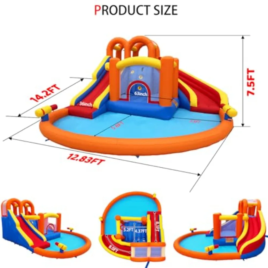 Giant Inflatable Water Park Bounce House for outdoor use PVC material blue and yellow upgraded 2.0 version with dual water slid