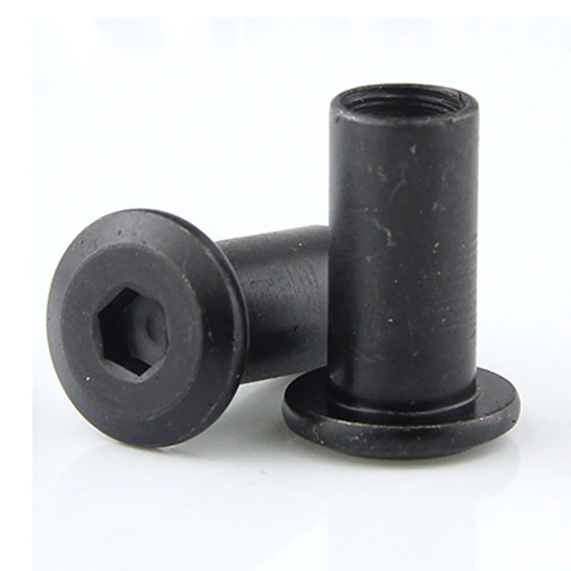 10pcs/lot M3 M4 M5 M6 M8 Black Zin Plated Large Flat Hex Hexagon Socket Head Rivet Connector Insert Joint Sleeve Cap Butt Nut