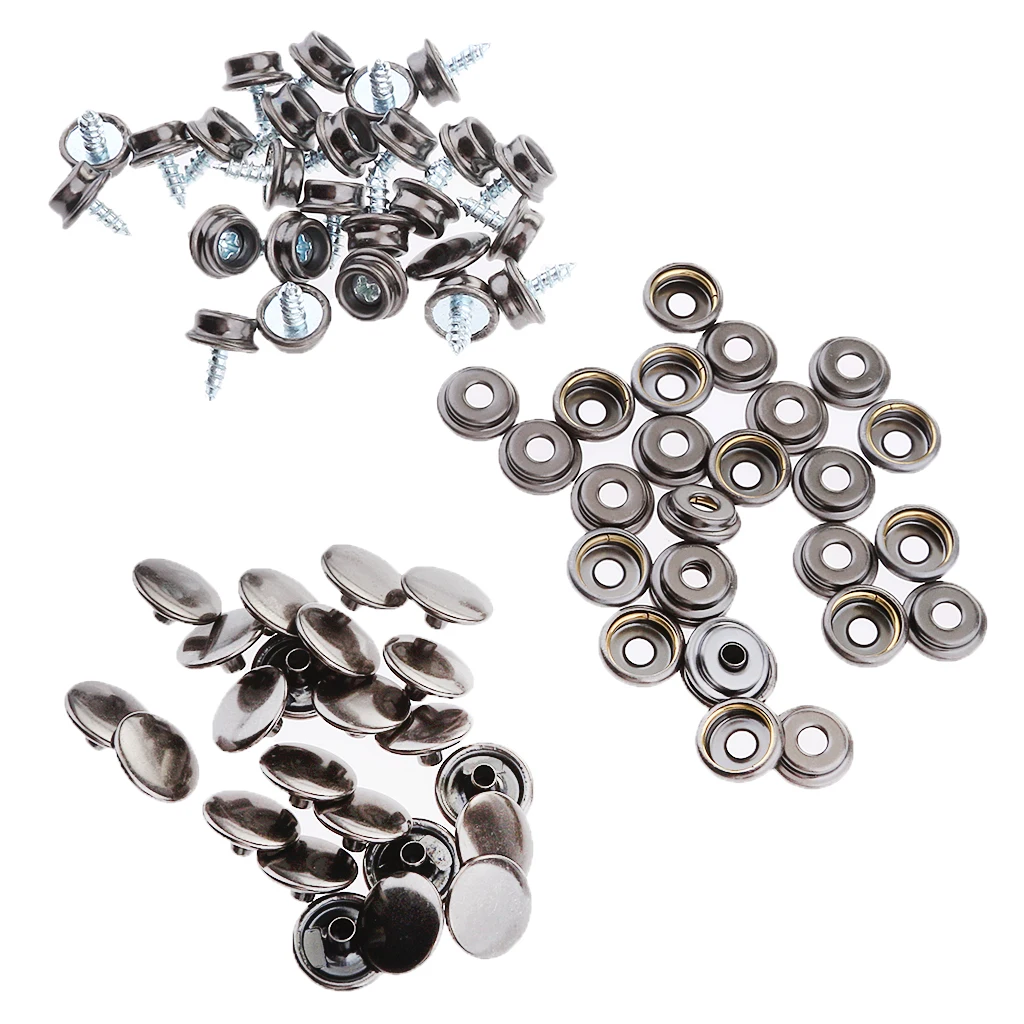 25 Set (75Pcs) Snap Button 3/8'' Screw Studs Fastener for Canvas Boat Marine