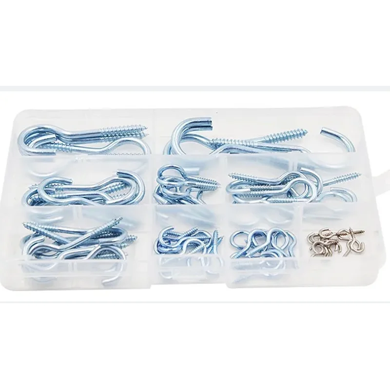 72pcs/set 0#-12# copper plating blue zinc eyepins eye screws ceiling lamp open end close end eye screw kit assortment set box456