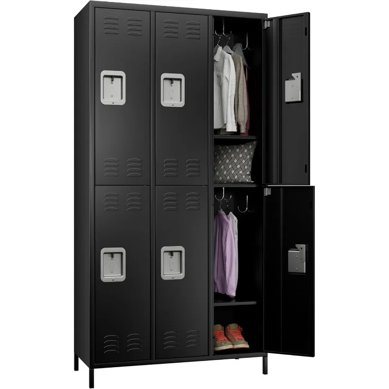 Metal Storage Locker for Office Gym Bedroom Dormitory, 6 Doors Steel Locker Cabinet for Employees