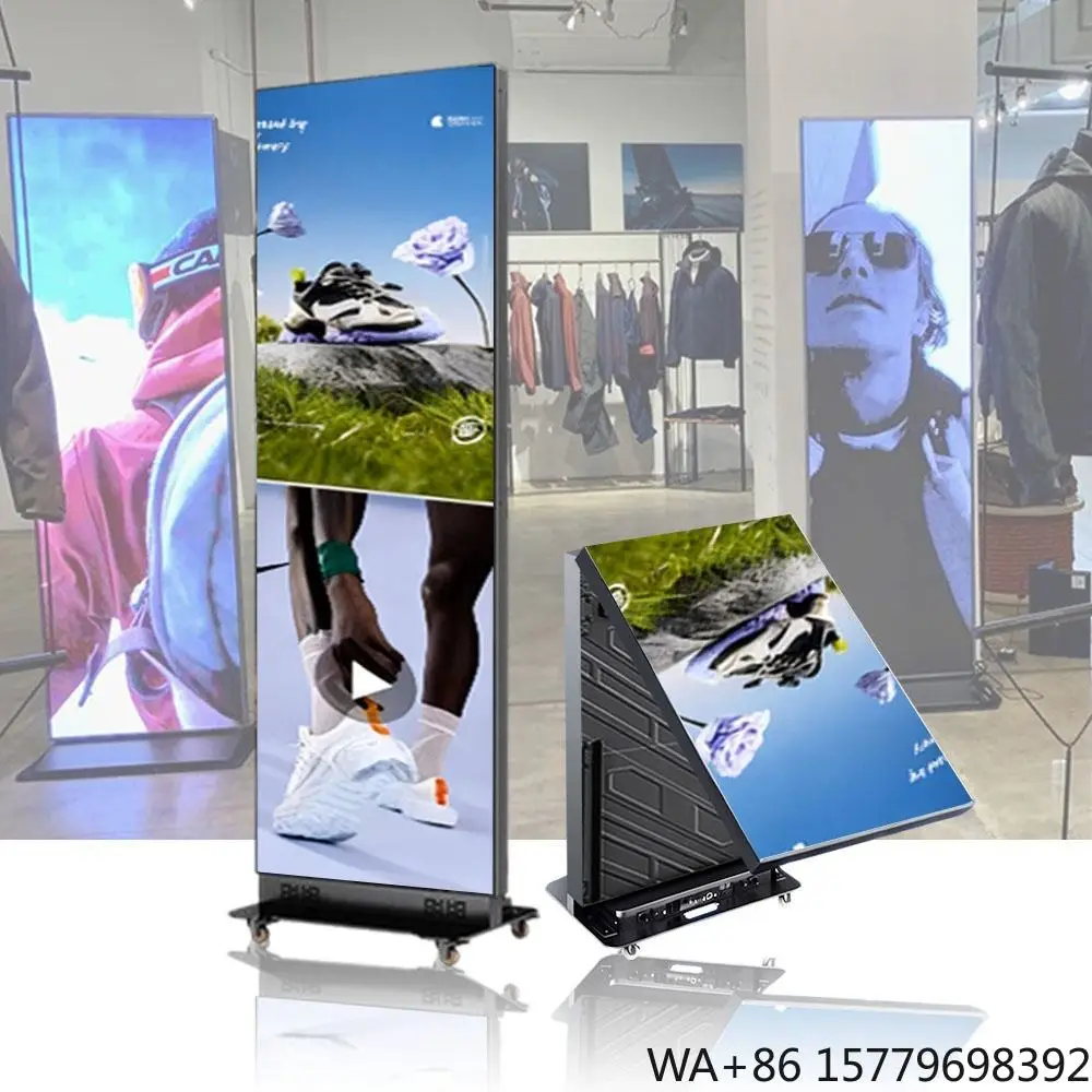 RGX Year-end Sale/promotion Up-and-down Folding Style Poster Mobile LED Advertising Screen P1.86 640*1920mm Poster LED Display