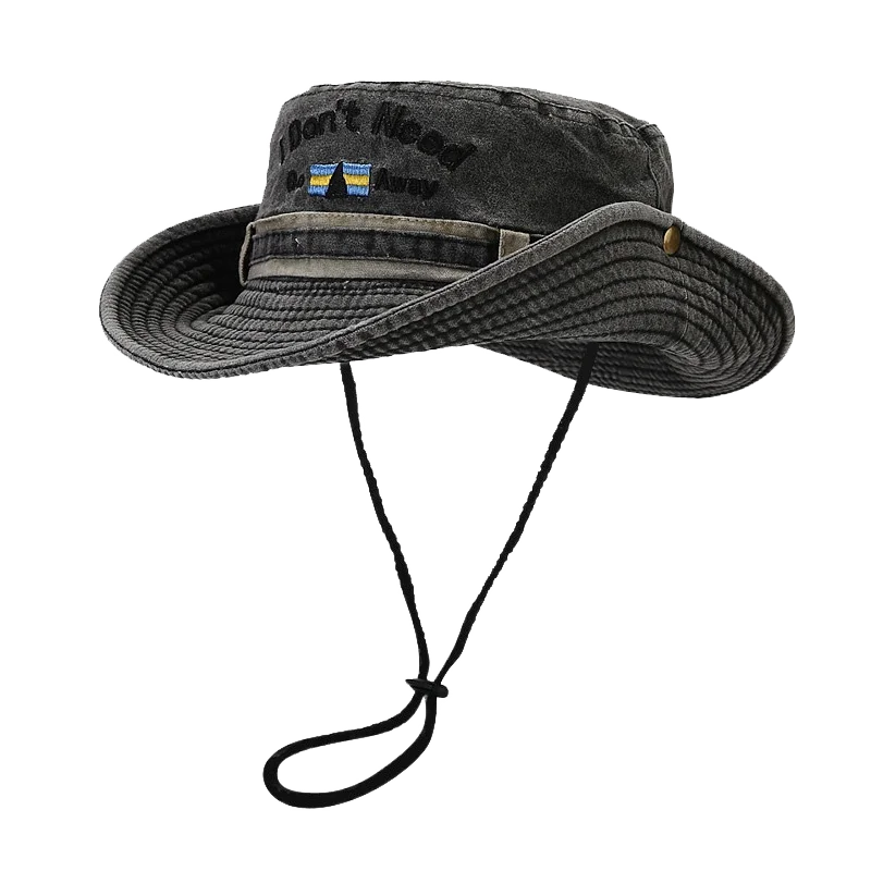 

Embroidery Men Bucket Hat Outdoor UV Protection Wide Brim Panama Safari Hunting Hiking Fisherman Hat Beach Sunscreen Cap