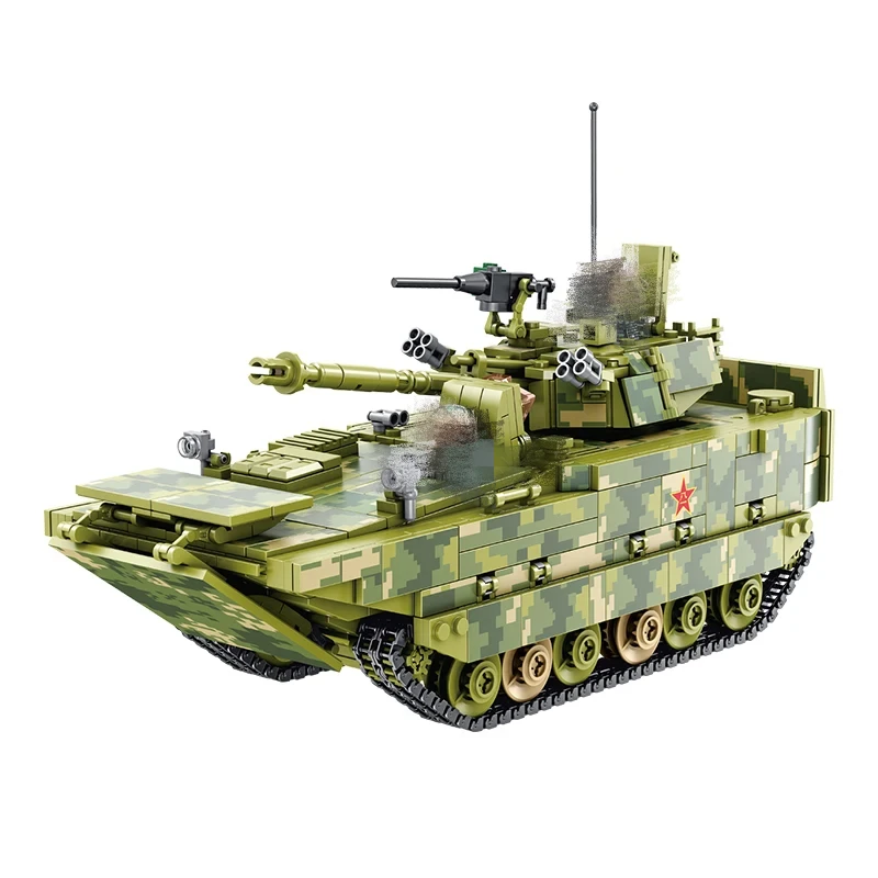 Military Themed Tank Building Block 632007 1285Pcs Puzzle ZBD-05 Amphibious Infantry Fighting Vehicle Moc Christmas Gifts Bricks