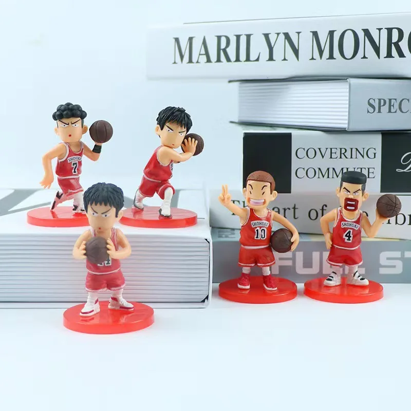 5PCS Slam Dunk Q Edition Sakuragi Hanamichi Ryukawa Maple Shobei Basketball Team Doll Handmade Ornament Car Decoration Toys image 3