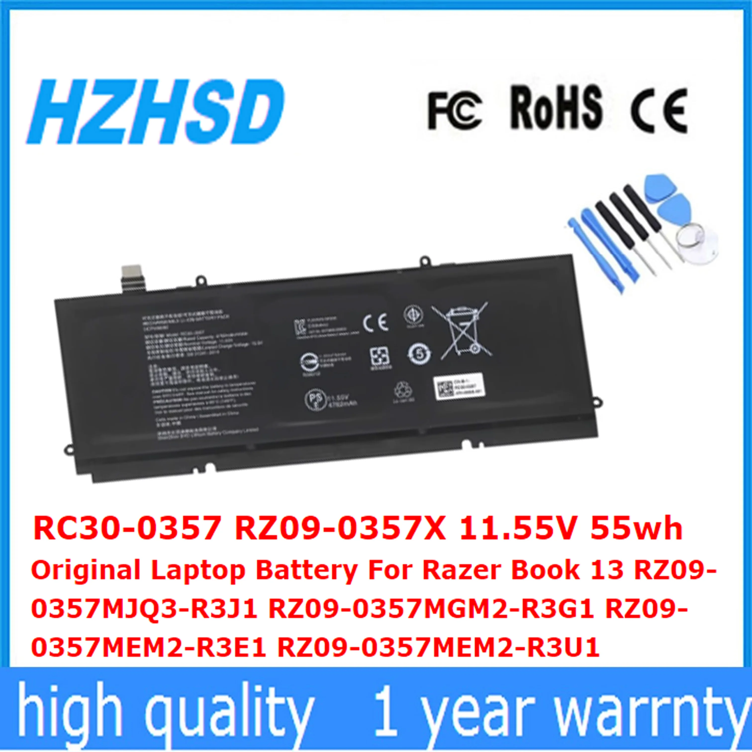 

RC30-0357 RZ09-0357X 11.55V 55wh Original Laptop Battery For Razer Book 13 RZ09-0357MJQ3-R3J1 RZ09-0357MGM2-R3G1 RZ09-0357